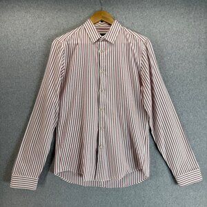 Gucci Men White Red Stripe Button Front Shirt Skinny Fit Office Size 42 / 16 1/2